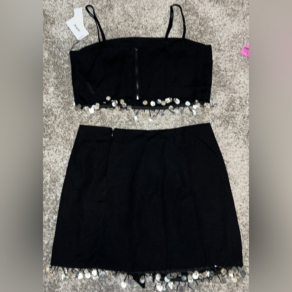 NWT Jason Wu Crop Tank & Wrap Skirt Set Mother of Pearl Embellished Beads Size 8 - Picture 4 of 12